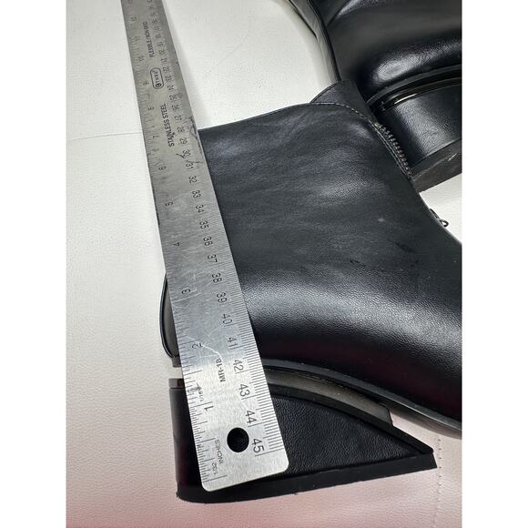 Torgeis Size 8.5 Black Marion Faux Leather Wedge Heel Ankle Boots Bootie Fall - Picture 12 of 13